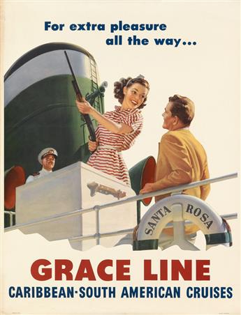 VARIOUS ARTISTS. GRACE LINE. Group of 3 posters. Circa 1950s. Each approximately 30x23 inches, 76x58 cm.